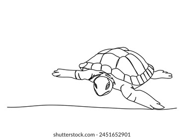 Turtle, one line drawing vector illustration.