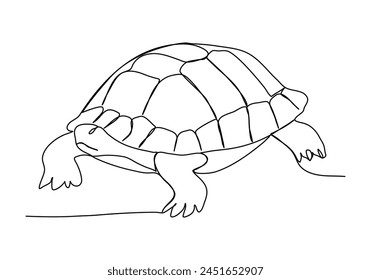 Turtle, one line drawing vector illustration.