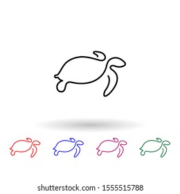 Turtle one line multi color icon. Simple thin line, outline vector of animals one line icons for ui and ux, website or mobile application