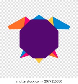 Turtle origami. Abstract colorful vibrant turtle logo design. Animal origami. Vector illustration