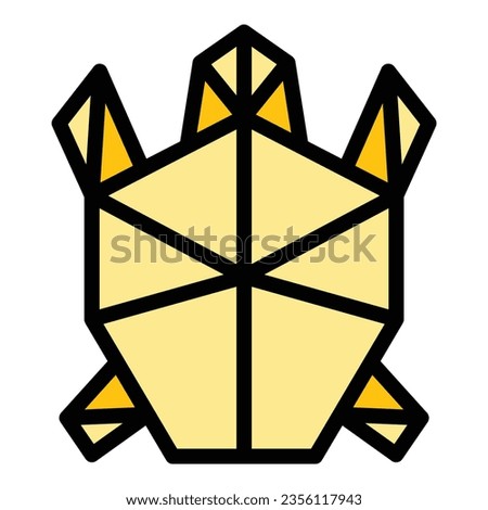 Turtle origami icon outline vector. Geometric animal. Paper art color flat