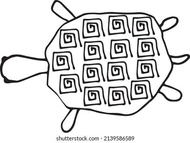Turtle with ornament on a white background