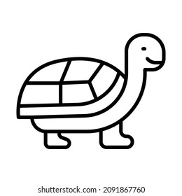 Turtle Outline Icon Animal Vector