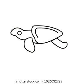 Turtle outline icon. Thailand sea turtle vector illustration isolated on white background. Element Thailand culture and traditions.