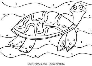 Turtle outline illustration image. 
Hand drawn image artwork of tortoise. 
Simple cute original logo.
Hand drawn vector illustration for posters, cards, t-shirts.