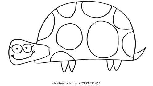 Turtle outline illustration image. 
Hand drawn image artwork of tortoise. 
Simple cute original logo.
Hand drawn vector illustration for posters, cards, t-shirts.