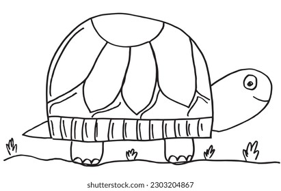 Turtle outline illustration image. 
Hand drawn image artwork of tortoise. 
Simple cute original logo.
Hand drawn vector illustration for posters, cards, t-shirts.