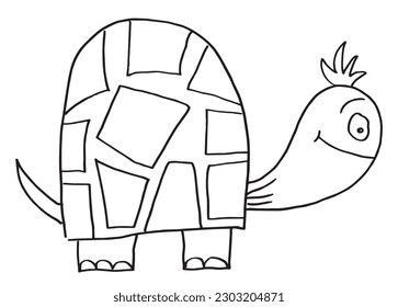 Turtle outline illustration image. 
Hand drawn image artwork of tortoise. 
Simple cute original logo.
Hand drawn vector illustration for posters, cards, t-shirts.