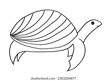 Turtle outline illustration image. 
Hand drawn image artwork of tortoise. 
Simple cute original logo.
Hand drawn vector illustration for posters, cards, t-shirts.