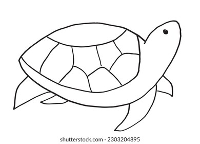 Turtle outline illustration image. 
Hand drawn image artwork of tortoise. 
Simple cute original logo.
Hand drawn vector illustration for posters, cards, t-shirts.