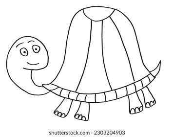 Turtle outline illustration image. 
Hand drawn image artwork of tortoise. 
Simple cute original logo.
Hand drawn vector illustration for posters, cards, t-shirts.