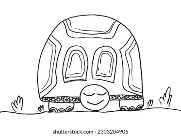 Turtle outline illustration image. 
Hand drawn image artwork of tortoise. 
Simple cute original logo.
Hand drawn vector illustration for posters, cards, t-shirts.