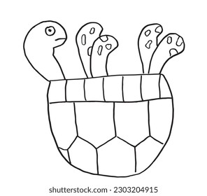 Turtle outline illustration image. 
Hand drawn image artwork of tortoise. 
Simple cute original logo.
Hand drawn vector illustration for posters, cards, t-shirts.