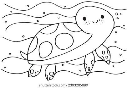 Turtle outline illustration image. 
Hand drawn image artwork of tortoise. 
Simple cute original logo.
Hand drawn vector illustration for posters, cards, t-shirts.