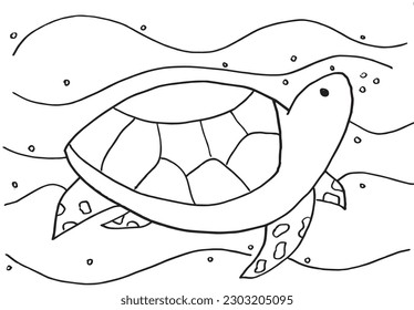 Turtle outline illustration image. 
Hand drawn image artwork of tortoise. 
Simple cute original logo.
Hand drawn vector illustration for posters, cards, t-shirts.