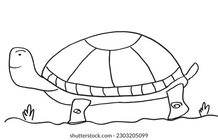 Turtle outline illustration image. 
Hand drawn image artwork of tortoise. 
Simple cute original logo.
Hand drawn vector illustration for posters, cards, t-shirts.