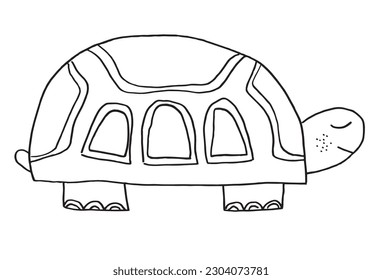 Turtle outline illustration image. 
Hand drawn image artwork of tortoise. 
Simple cute original logo.
Hand drawn vector illustration for posters, cards, t-shirts.