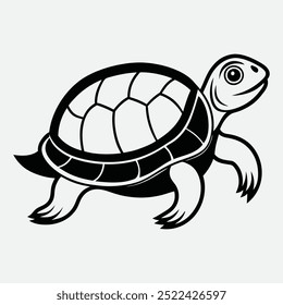 Turtle Outline Vector for Kids Fun Smooth Shell Design for Coloring Book Illustration.