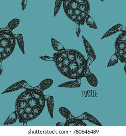 turtle pattern on blue background