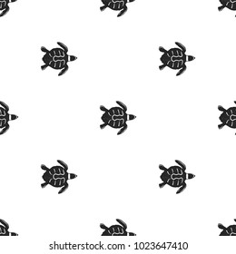 Turtle pattern. Seamless background illustration with wild animal symbols, elements. Monochrome silhouette design. Stock vector isolated on white.