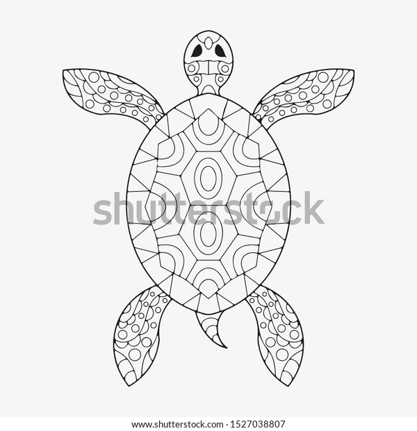 turtle patterns coloring page hand drawing stock vector