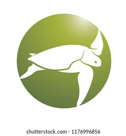 turtle with pins in green circle vector drawing