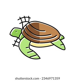 turtle in plastic net color icon vector. turtle in plastic net sign. isolated symbol illustration