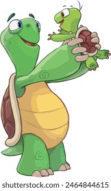 Turtle Playing with It's Kid or Child