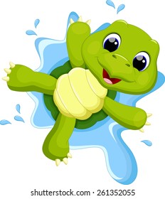 Turtle playing on the water