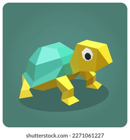 Turtle polygonal art drawing. Colorful animals in vector illustration