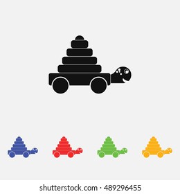 turtle pyramid vector icon. Flat style