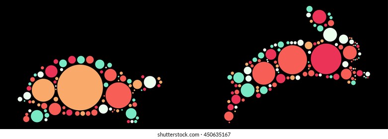 Turtle Rabbit shape vector design by color point