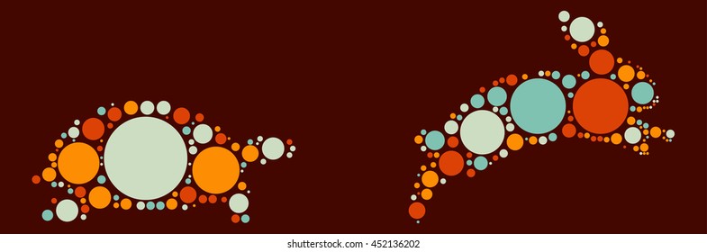 Turtle Rabbit shape vector design by color point