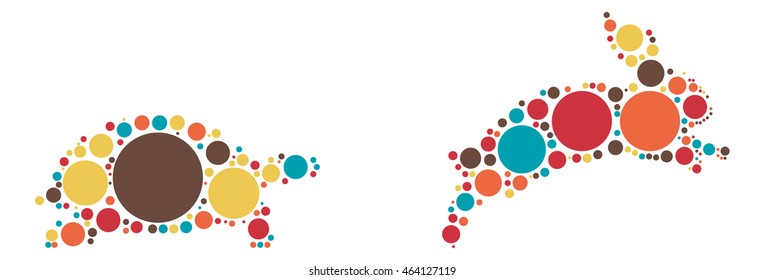 Turtle Rabbit shape vector design by color point