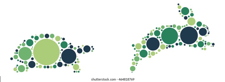 Turtle Rabbit shape vector design by color point