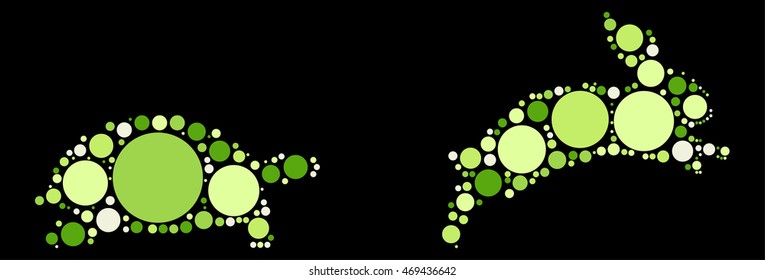Turtle Rabbit shape vector design by color point
