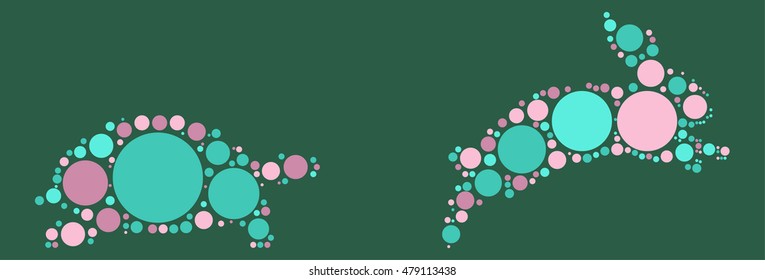 Turtle Rabbit shape vector design by color point