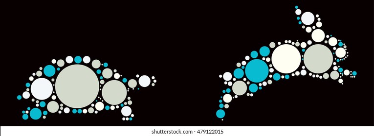 Turtle Rabbit shape vector design by color point