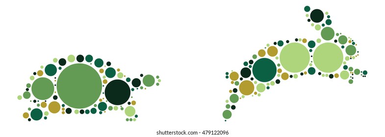 Turtle Rabbit shape vector design by color point