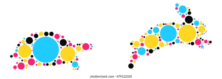 Turtle Rabbit shape vector design by color point