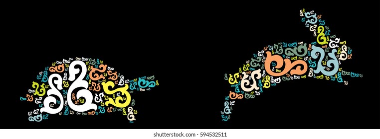 Turtle rabbit  shape vector design illustration