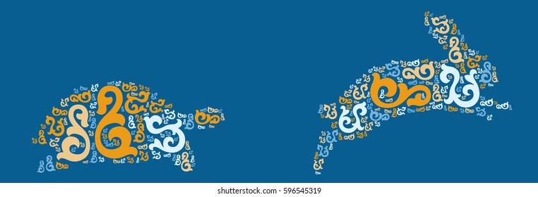 Turtle rabbit  shape vector design illustration
