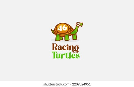 Turtle Race Logo Design Vector