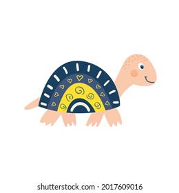Turtle with a rainbow shell. Boho decor for the nursery