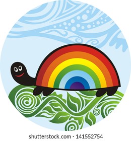 Turtle rainbow vector illustration