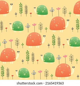 turtle with red shell and plants on its back pattern
