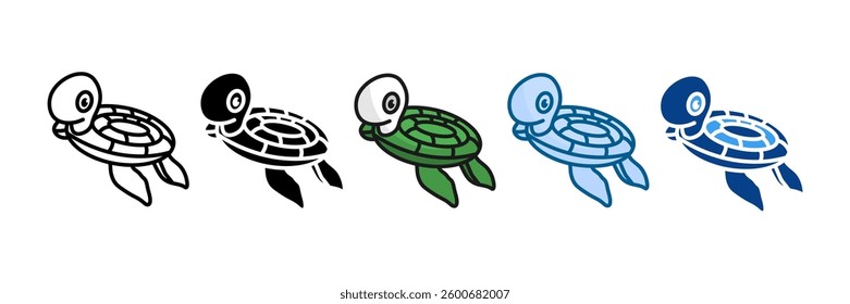 Turtle Ride Toy Icon Set Multiple Style Collection
