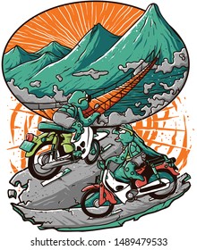 Turtle riding artwork. you can use this for poster, t-shirt design, etc.