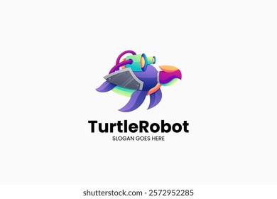 Turtle Robot Gradient Colorful Logo. Vector Illustration