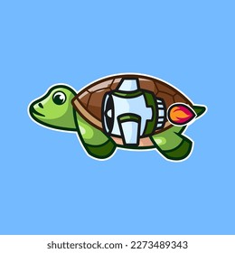 Turtle rocket Illustration vector design